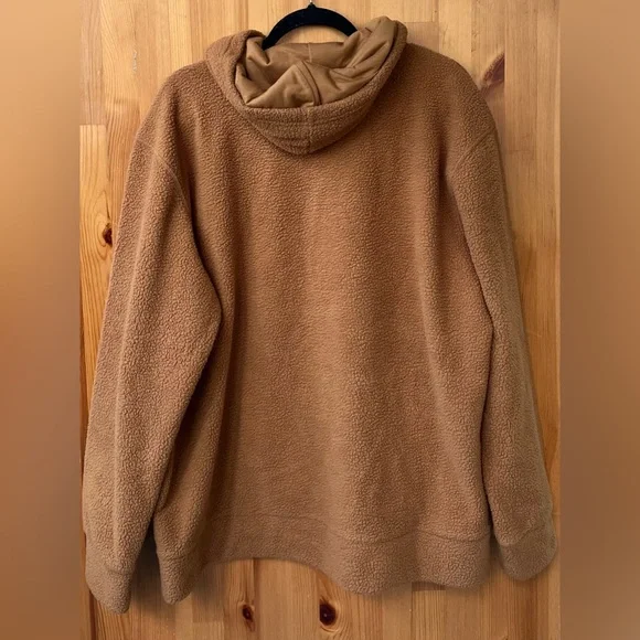 Dickies Men’s Light Brown Faux Fur Sherpa Fleece Pullover Hoodie - Size Large - Picture 2 of 3